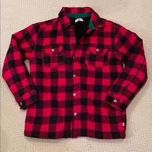 Tommy Bahama Kids Red and Black Plaid Sherpa Jacket